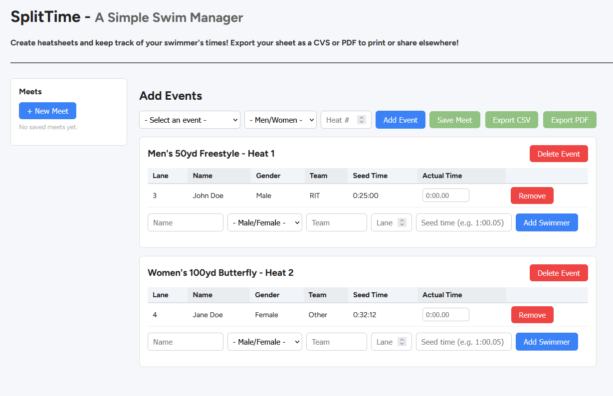 Screenshot of SplitTime